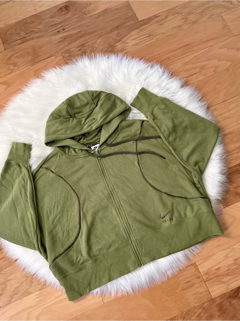 Nike Cropped Green Full-Zip Hooded Zip Up Size 1X